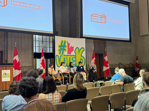 Panelists Caeden Tipler, Sage Garrett, Catherine He, Jacob Colatosti, and Cheryl Milne discuss the court challenges in New Zealand and Canada