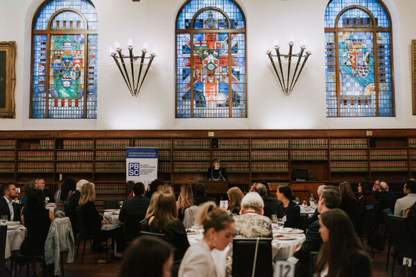 PBSC Chief Justice Wagner Awards ceremony snapshot. Attendees are seated and awaiting the speaker to begin the ceremony.